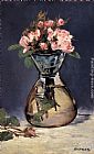 Vase Wall Art - Moss Roses In A Vase